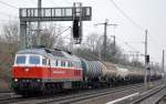 EWR 232 128-9 mit Kesselwagenzug am 18.12.14 Richtung Schwedt am 18.12.14 Berlin-Blankenburg.
