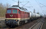 LEG mit 132 004-3 (232 204-0 ) mit Kesselwagenzug (leer) Richtung Stendell am 30.03.17 Bf.