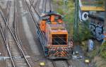 DIE IGB DL 9 (261 001-8), eine alte MaK G1100BB auf dem Weg zum Berliner Westhafen um dort einen Kesselwagenzug abzuholen, 04.11.14 Berlin-Beusselbrücke. 