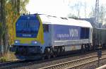 Noch mal aus der N�he, die angemietete Voith Maxima 40CC (92 80 1264 002-7-D-VTLT) f�r NBE RAIL POLSKA am 29.10.12 Berlin Karow Richtung Polen mit Baustofftransportzug.