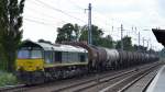 HGK/Rheincargo Ascendos-Mietlok DE67 (266 067-6) mit Kesselwagenzug Richtung Schwedt am 11.07.14 Berlin-Karow.