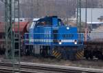 Spitzke Logistik Lok G 1206-SP-021 (92 80 1275 850-6 D-SLG) mit einem Ganzzug Flachwagen am 20.12.11 am ehemaligen Gbf.