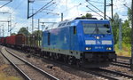 PRESS 285 101-5 (92 88 0076 001-1 B-BTK) mit einem Ganzzug DB Rungentransportwagen (leer) am 19.07.16 Bf.