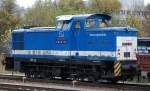 Spitzke Logistik Lok V60-SP-013 (345 201-8) kam aus Richtung Industrie�bergabegebiet Berlin Norost mit einigen Drehgestell Flachwagen am 05.11.13 Berlin-Springpfuhl.