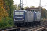 Doppeltraktion RBH 115 (91 80 6143 068-5 D-RBH) + 118 (91 80 6143 028-9 D-RBH) auf Leerfahrt Richtung Bernau, 18.10.11 Berlin-Karow.