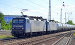 RBH Doppeltraktion 119/143 571-8 +107/143 063-6 mit polnischem Kesselwagenzug (Styrol) am 13.05.16 Bf.