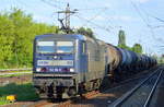 RBH 108/143 916-5 mit Kesselwagenzug (leer)Richtung Stendell am 22.05.17 Berlin-Hohenschönhausen.