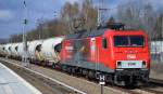 MEG 802 (156 002-8) mit Zementstaubsilozug Richtung Karower Kreuz Berlin am 25.03.14 Mühlenbeck/Mönchmühle b.Berlin.