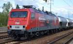 MEG 804 (156 004-4) am Ende eines Zementstaubzuges gezogen von 077 012-8 am 26.09.15 Bhf.