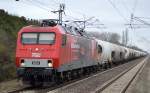 MEG 804 (156 004-4) mit dem Zementstaubzug (leer) Richtung Industrieübergabegebiet Berlin-Nordost am 15.03.16 Berlin-Hohenschönhausen.