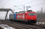 HGK Doppeltraktion mit CBRail Mietlok 2056/185 588-1 + 185 521-2 am 25.02.13 Berlin-Pankow.