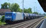 ATC Mietlok 185 514-7 (91 80 6185 514-7 D-RHC, Bombardier Bj.2002) inzwischen nun auch für HGK/Rheincargo unterwegs mit Kesselwagenzug Richtung Schwedt am 11.07.14 Berlin-Karow.