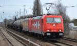 HGK/RHC Doppeltraktion mit 185 606-1 + 185 586-5 mit Kesselwagenzug Richtung karower Kreuz Berlin, 13.01.15