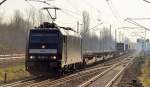 MRCE Mietlok 185 567-5 für BoxXpress mit schwach ausgelastetem KLV-Zug am 25.02.15 Berlin-Hohenschönhausen