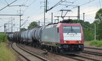 Aktuell jetzt wohl auch bei uns im Nordosten häufiger zu sichten, diese seit erst wenigen Tagen neu an HSL vermietete Ex-Crossrail Lok 185 600-4 [NVR-Number: 91 80 6185 600-4 D-XRAIL, Bombardier