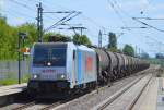 Railpool Mietlok E 186 276-2 (91 80 6186 276-2 D-Rpool) mit Kesselwagenzug Richtung Nordosten am 03.07.14 Durchfahrt Bhf.