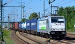 Und weil sie so schön ist nochmal mit dem ganzen Containerzug, RTBC mit 186 421-4 am 04.06.15 Bhf.