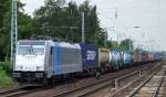 RTBC mit Railpool Lok 186 423-0 + Containerzug am 07.08.15 Berlin-Hirschgarten.