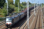 DB Cargo mit der MRCE Doppeltraktion X4 E 610 + X4 E - 607 und einem leerem Erzzug am 23.09.16 Berlin-Springpfuhl.
