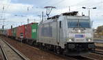 METRANS/HHLA 386 027-7 mit Containerzug am 20.11.17 Bf.