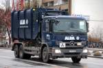 MB ACTROS 2536 Abrollkipper der Recycling Firma ALBA, 30.11.12 Berlin-Beusselbr�cke.