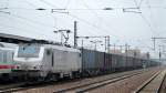 CFL Cargo mit der akiem Lok 37024 (91 87 0037024-3 F-AKIEM) und Thyssen-Containerzug am 15.02.16 Durchfahrt Bhf.
