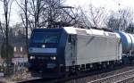 MRCE Mietlok 185 557-6 für CTL mit Kesselwagenzug Richtung Schwedt am 26.02.15 Berlin-karow.