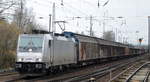 CTL mit der akiem Mietlok 186 261-4 und Ganzzug Schiebewandwagwn am 29.01.18 Richtung Frankfurt/Oder in Berlin-Hirschgarten.