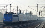 EGP 139 285-1 mit einem Containerzug (Kühlcontainer)am 11.11.16 Durchfahrt Bf.