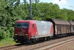 EKO-Trans 145-CL 002 (91 80 6145 082-4 D-EKO) mit Ganzzug Schiebewandwagen Richtung Oranienburg, 23.05.12 M�hlenbeck-M�nchm�hle.