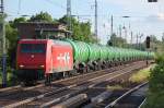 HGK 2001/145-CL 011 mit Ganzzug gr�ner Kesselwagen vom Einsteller On Rail mit tschechischer Zulassung f�r Kerosintransporte Richtung Bernau, 04.06.13 Berlin-Karow.