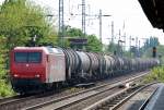 CBRail Leasinglok HGK 2003/145-CL 013 (91 80 6145 091-5 D-HGK, Bj.2000) mit Leerzug Kesselwagen Richtung Schwedt �ber Bernau, 30.04.09 Berlin-Karow.