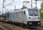 HSL mit Railpool Mietlok 187 307-4 [NVR-Number: 91 80 6187 307-4 D-Rpool, Bombardier Bj.2016] und PKW-Transportzug fabrikneuer Toyota und LEXUS PKW und Pickup Modellen Richtung Osten am 10.05.17 Bf.