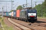 MRCE Dispolok ES 64 F4-288 (91 80 6189 288-4 D-DISPO) der ITL mit Cotainerzug, 31.05.11 Bhf.