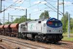 ITL Tiger 250 006-4 (92 80 1250 006-4 D-ITL) am 14.05.12 mit Ganzzug offener Sch�ttgutwagen unterwegs Bhf.