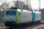 Mietloks f�r ITL die Captrain 185 532-9 mit 185 633-5 am Haken Richtung Bernau am 20.02.14 Berlin-Karow.