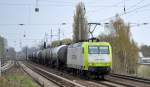 Captrain/ITL Lok 145 095-6 mit Kesselwagenzug am 04.04.14 Berlin-Karow.