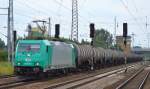 ATC Mietlok 185 633-5 für ITL mit Kesselwagenzug am 09.07.14 Durchfahrt Bhf.