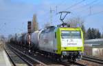 Captrain/ITL 145 094-9 mit Kesselwagenzug am 09.03.15 Berlin-Karow.