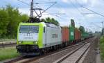 Captrain/ITL 185 543-6 mit Containerzug am 03.06.15 Berlin-Hohenschönhausen.