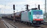 ITL mit der in Polen registrierten E 186 134-3 (NVR-Number: 91 51 6270 005-7 PL-ITL] mit einem Getreidezug (tschechische gedeckte Schüttgutwagen) am 26.04.17 Bf.