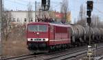 LEG 250 137-7 mit Kesselwagenzug Richtung Schwedt am 07.02.14 Berlin-Pankow.