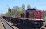 LEG 202 327-3 (203 227-4) mit einigen Drehgestell-Flachwagen (leer) am 21.04.16 Berliner Innenring Höhe Berlin-Jungfernheide.