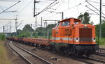 LOCON 207/212 358-6 mit einem Zug Drehegestell-Flachwagen am 21.07.16 Bf.