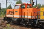 Hier LOCON 213 (92 80 1214 003-6 D-LOCON, MaK, Bj.1963 als ex 212 066 jetzt als Vollmodernisierungsvariante) vor der LW 88520 am 05.08.10 im Bhf.