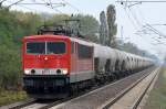 MEG 703 (155 184-5) mit Zementstaubsilozug (leer) am 30.09.14 Berlin-Hohenschönhausen.