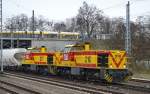 MEG 210 (275 210-3) + MEG 217 (275 217-8) brachten heute den täglichen Zementstaubzug aus Rüdersdorf zum Industrieübergabegebiet Berlin Nordost, 07.12.15 Berlin-Springpfuhl.