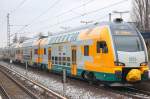 Endlich regul�r seit einer Woche im Einsatz, ODEG-KISS ET 445.102 (94 80 0445 602-1 D-ODEG) als RE4 nach Rathenow, 13.01.13 Bhf.