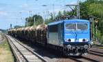 PRESS 155 045-9 mit einem Stammholz-Transportzug am 30.06.15 Berlin-Hirschgarten.