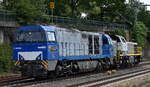 Interessanter Lokzug, die Bentheimer Eisenbahn, Bad Bentheim mit ihrer MaK G 2000-3 BB Lok  D 22  (NVR:  92 80 1272 410-2 D-BE ) und der belgischen Diesellok  7771  (NVR:  92 88 0077 071-3 B-LNS ) von